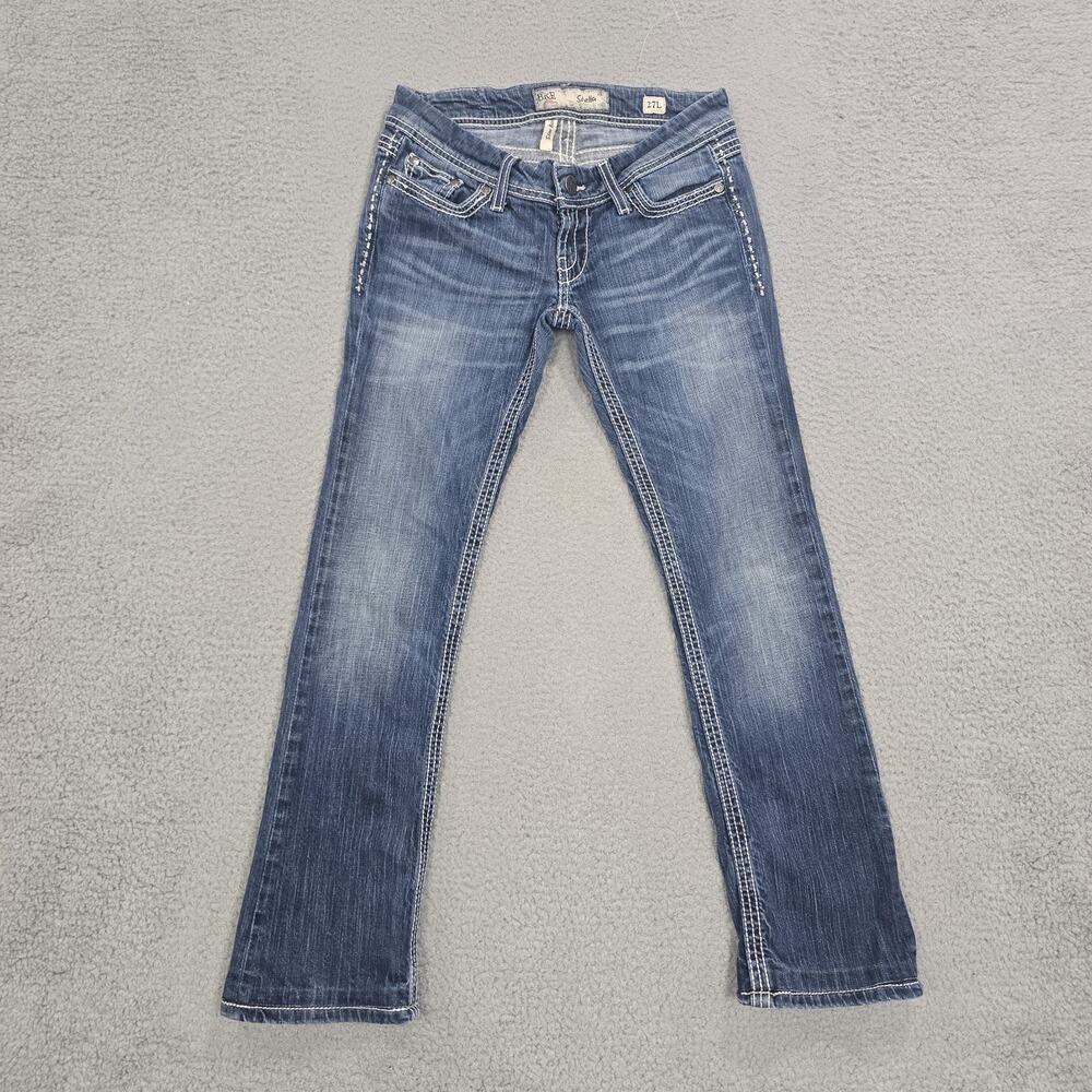 BKE Denim Stella Bootcut Jeans Womens Size 27L 30x28 Distressed Cotton Blend